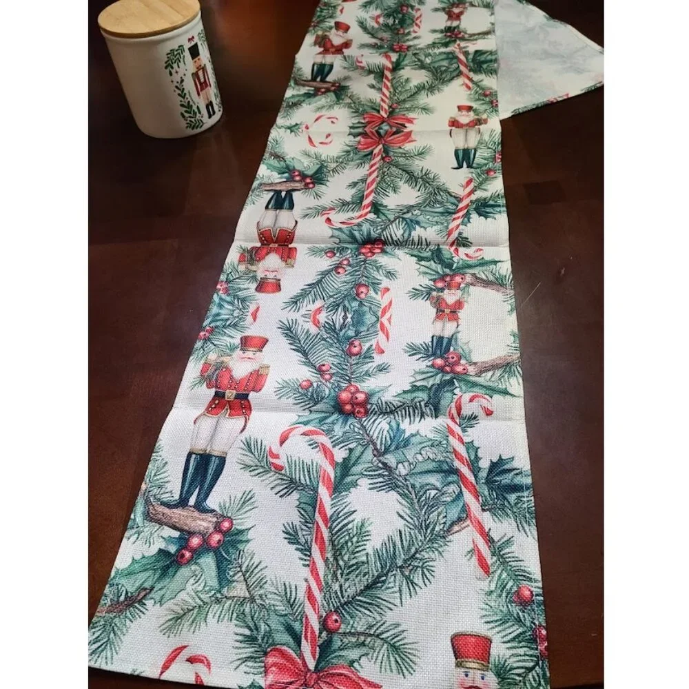 Red Nutcracker Table Runner Christmas Decor Holiday Soldier Decorative Cloth 72